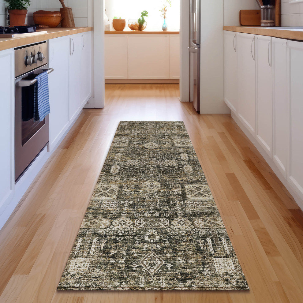 Premium Machine Washable Mayfield AMF637 Coffee 2'3" x 7'6" Runner Rug