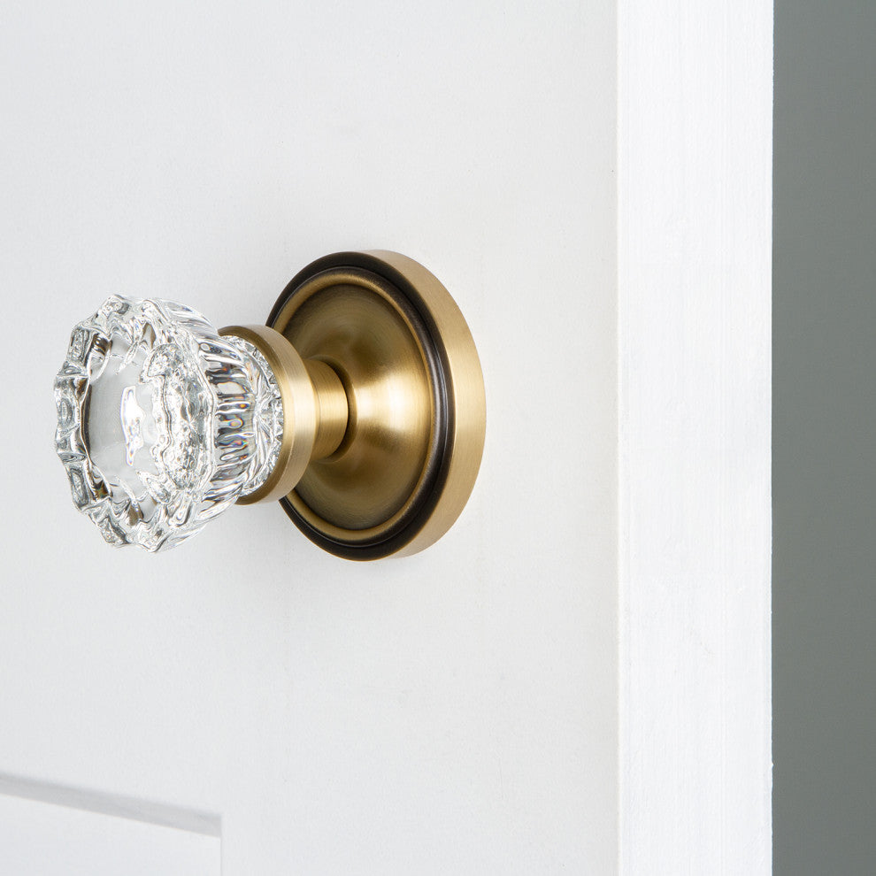 Single Classic Rosette With Crystal Knob, Antique Pewter, Antique Brass, Single