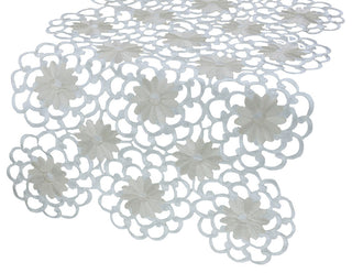 Daisy Splendor Table Runner, 15"x90", Ivory