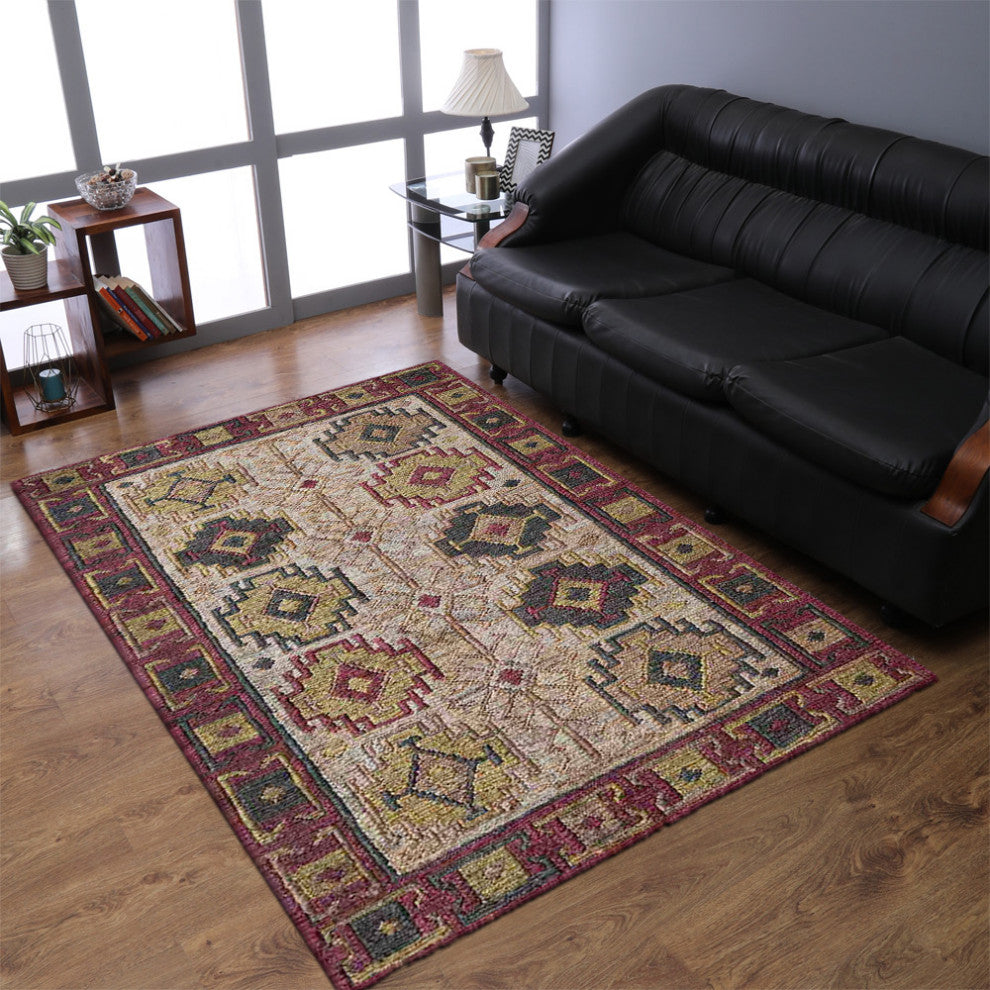 HAND KNOTTED SUMAK JUTE ECO-FRIENDLY AREA RUGS,Beige Red,Oriental,Outdoor Indoor, [Rectangle] 6'x9'