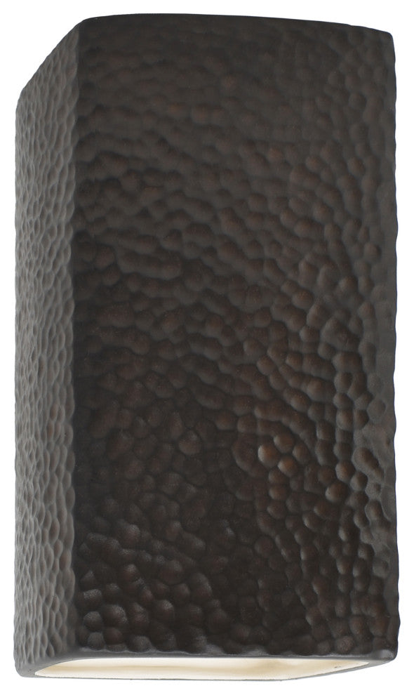 Ambiance, Small ADA Rectangle, Closed Top Wall Sconce, Hammered Iron