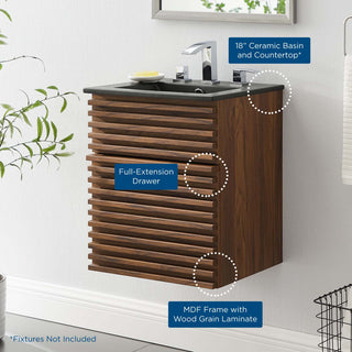 Render 18" Wall-Mount Bathroom Vanity, Walnut Black