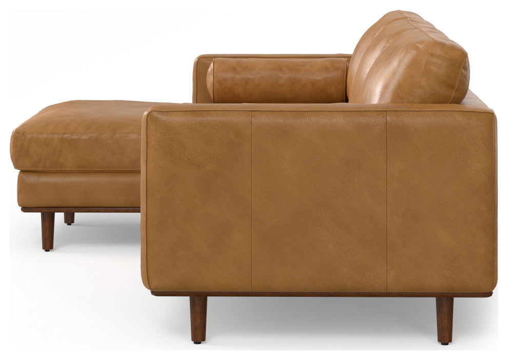 Morrison Mid Century Left Sectional Wide Sofa Tightly Woven Performance Fabric, Sienna
