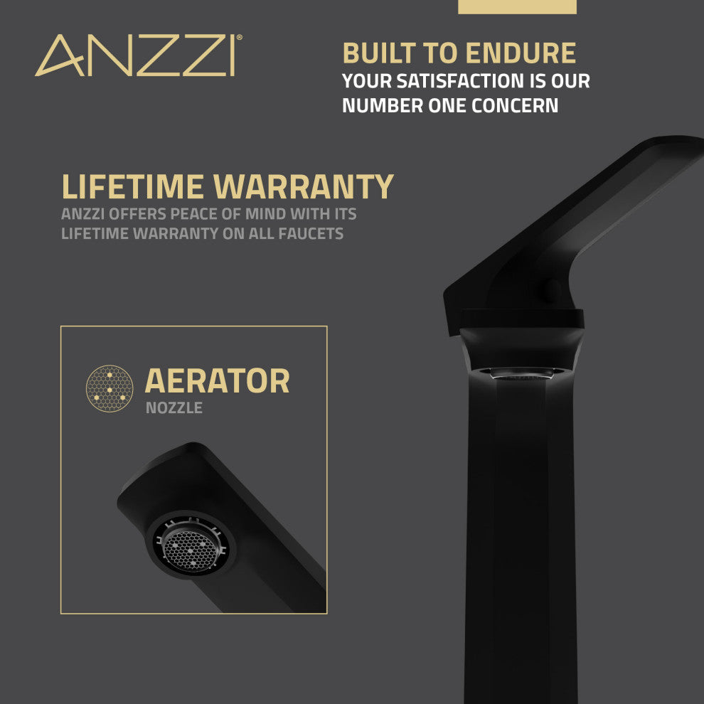 1-Handle Bathroom Vessel Sink Faucet, Matte Black