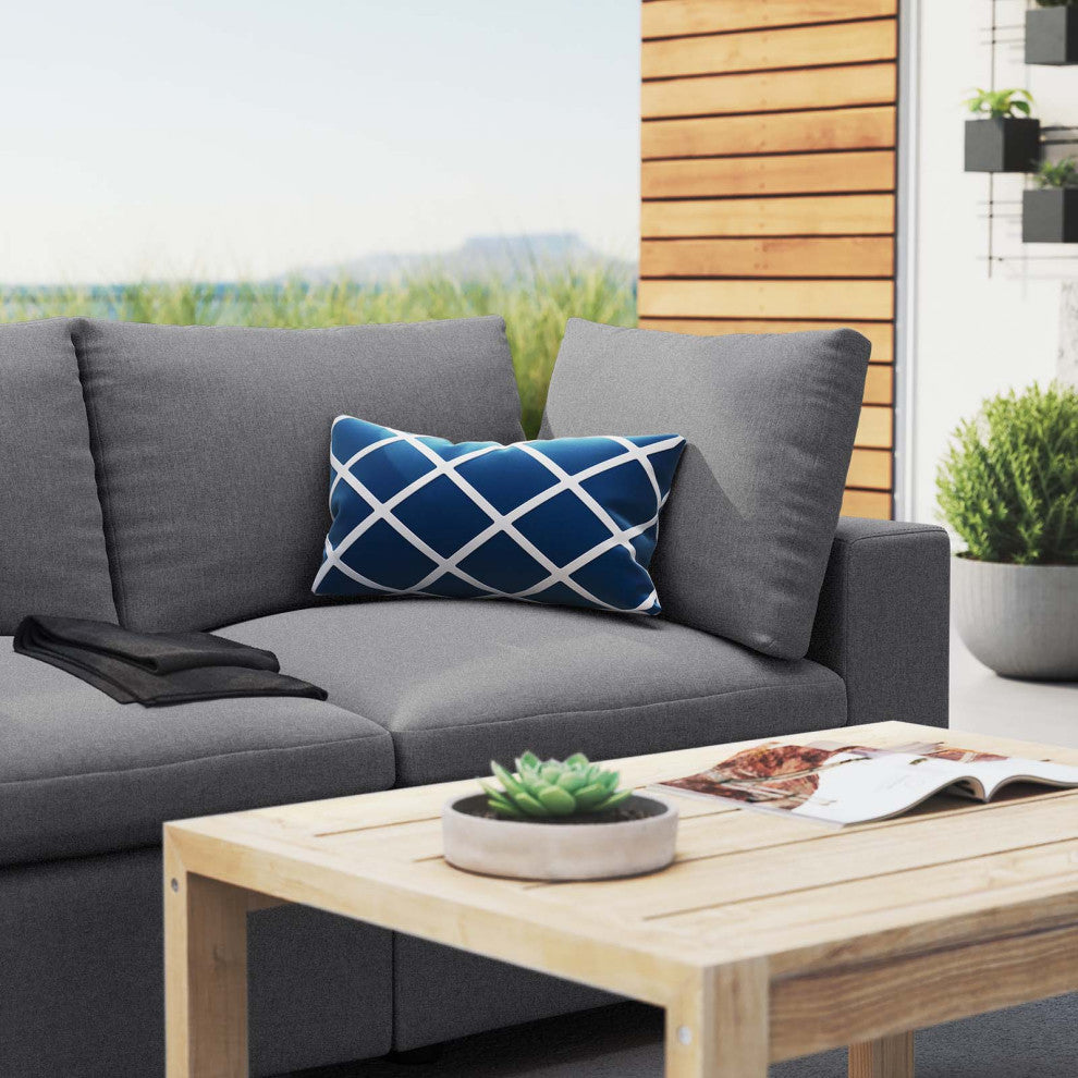 Modular Lounge Loveseat Deep Sofa, Sunbrella, Gray, Modern, Outdoor Patio