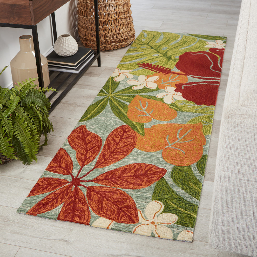 Jaipur Living Luau Indoor/Outdoor Floral Multicolor/Blue Area Rug, 2'6"x8'