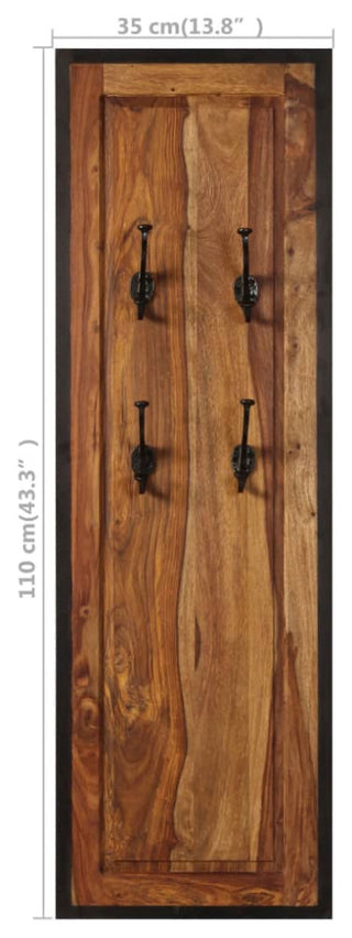 vidaXL Coat Racks Coat Hook for Towel Hook Rack Rail 2 Pcs Solid Sheesham Wood