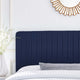 Tufted Headboard, Full Queen Size, Fabric, Dark Blue, Modern Contemporary