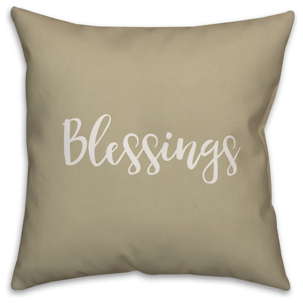 Blessings in Beige 18x18 Throw Pillow Cover