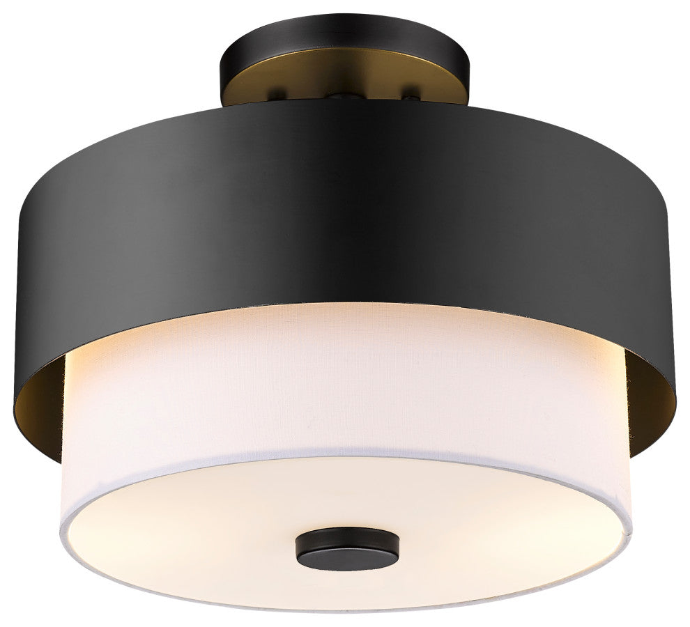 Z-LITE 2-Light Semi Flush, Matte Black