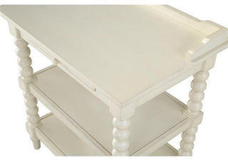 Home Square Wood Turned Leg Storage Nightstand in Antique White - Set of 2