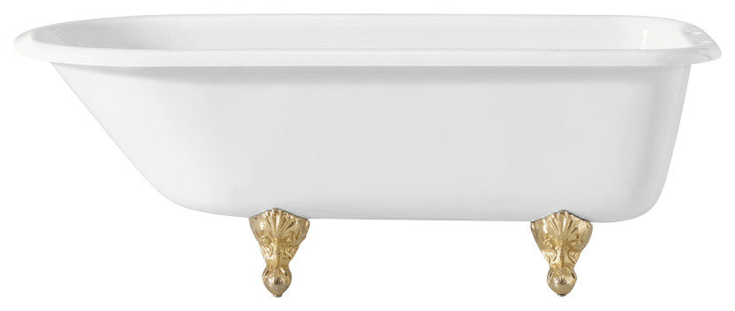Cheviot Products Traditional Cast Iron Bathtub With Faucet Holes, Polished Brass