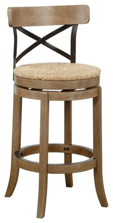 29" Myrtle Swivel Bar Stool, Wheat Wire-Brush