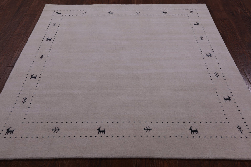 6' Square Persian Gabbeh Handmade Wool Rug - Q15235