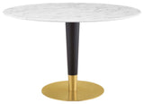 Zinque 47" Artificial Marble Dining Table-Gold White