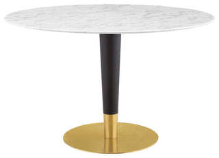Zinque 47" Artificial Marble Dining Table-Gold White