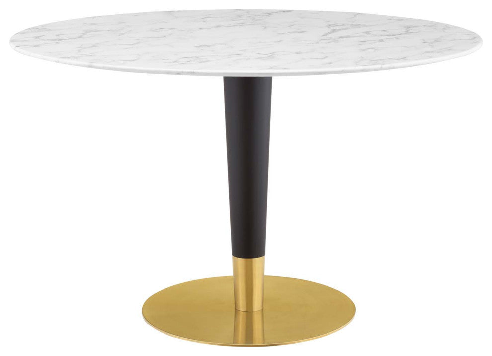 Zinque 47" Artificial Marble Dining Table-Gold White
