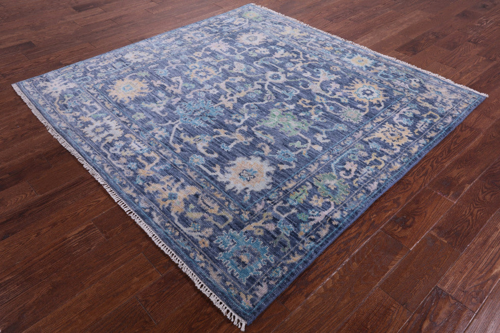 6' Square Hand Knotted Turkish Oushak Wool Rug - Q14960