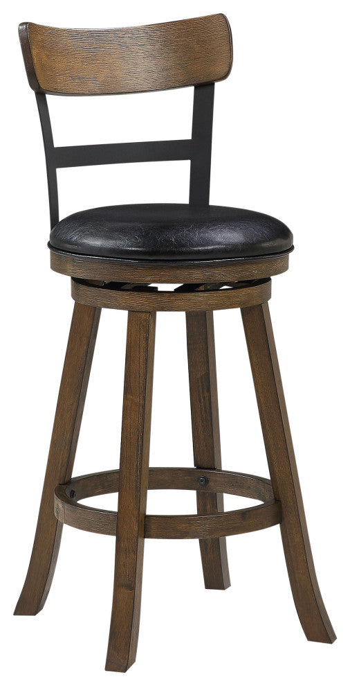 Riverside Walnut High Back Wood and Metal Bar Stool, 42.5 in.
