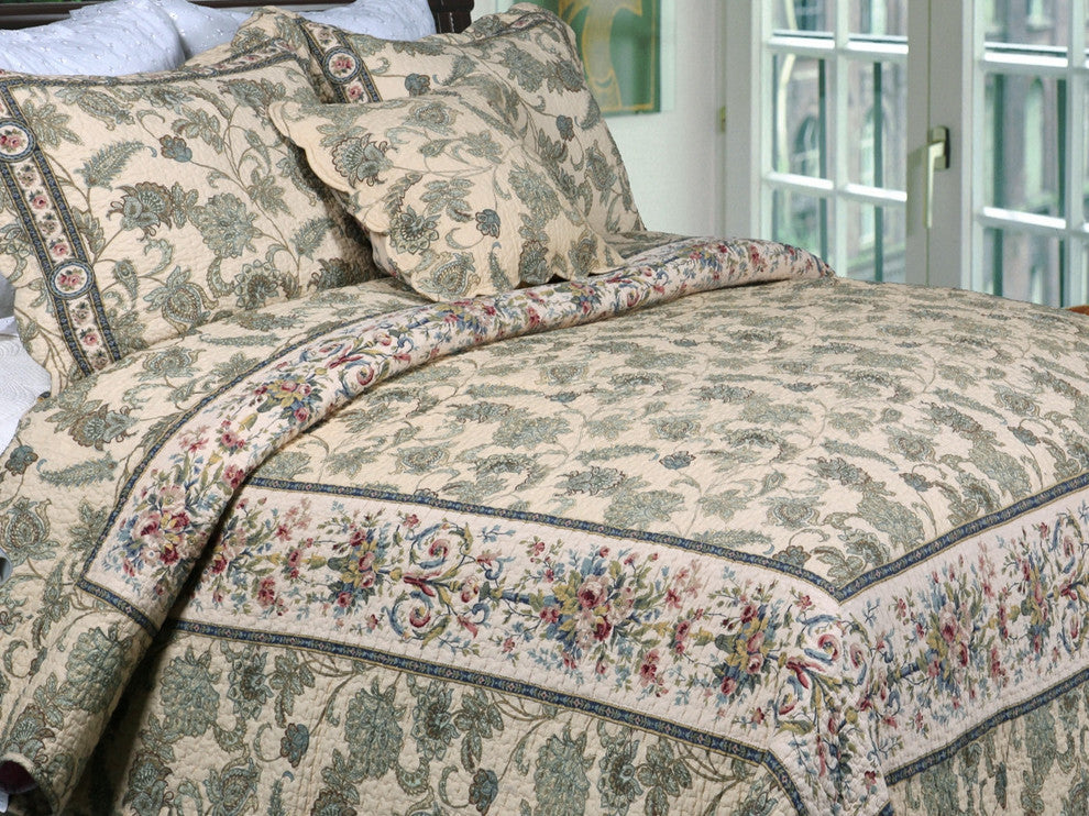 Florence Reversible 100%Cotton 3-Piece Quilt Set, King Set