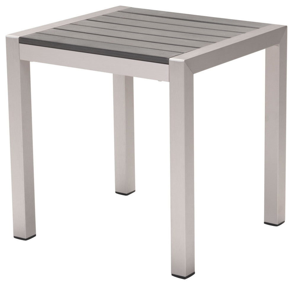 Lounge Coffee Side Table, Square, Aluminum, Metal, Silver, Outdoor Patio
