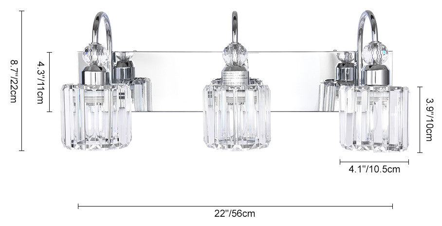 Dimmable Vanity Light With Crystal Accents, Chrome, 3 Light