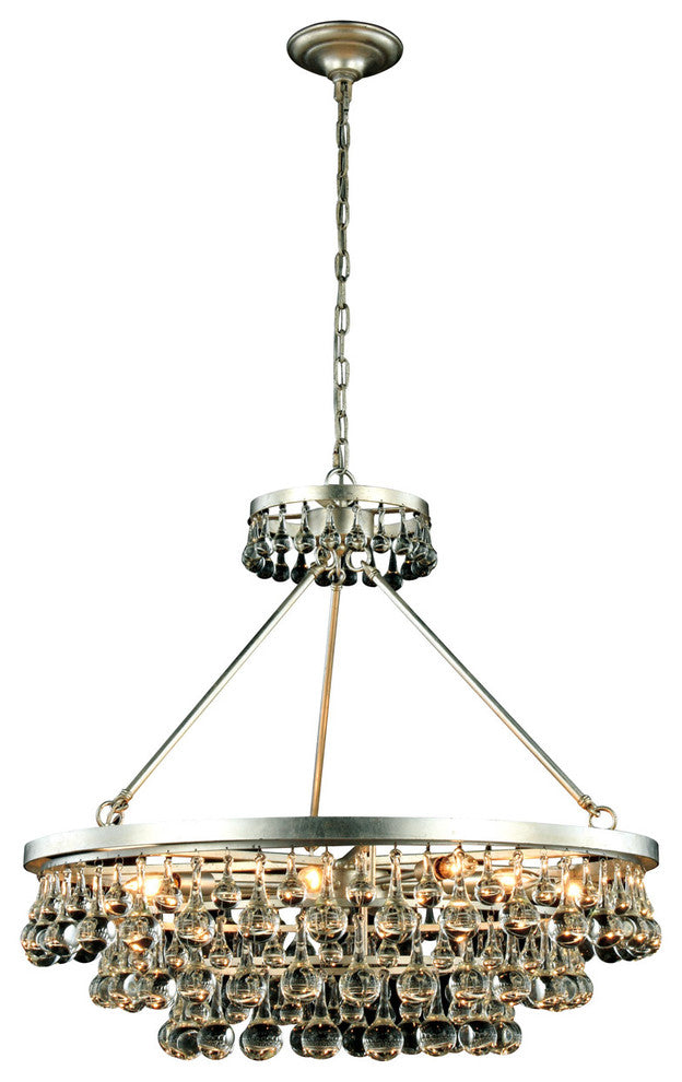 Bettina 10-Light Pendant, Silver Leaf Clear Crystal