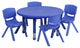 33'' Round Blue Plastic Height Adjustable Activity Table Set