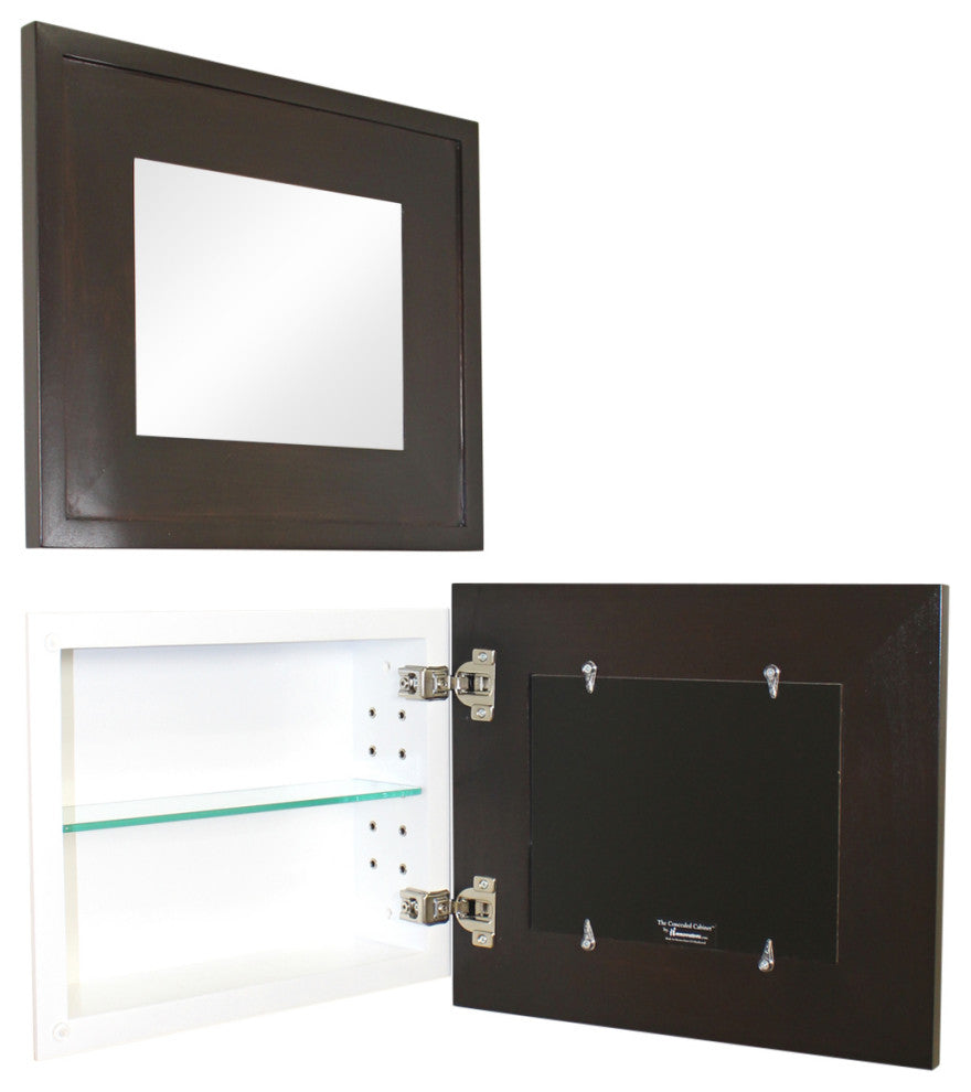 14x11 Landscape Mirrored Medicine Cabinet, Coffee Bean
