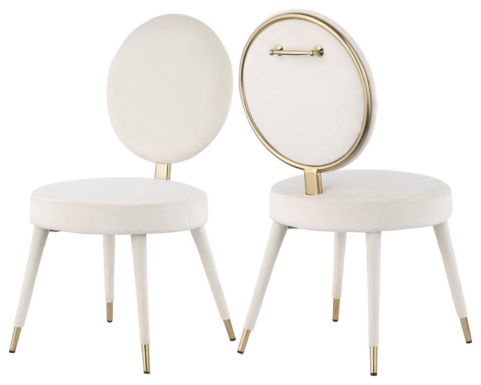 Brandy Velvet Upholstered Dining Chair, Set of 2, Cream
