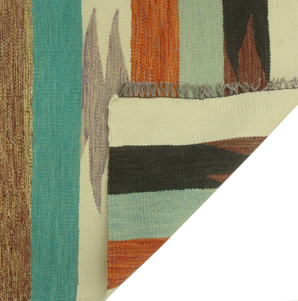 Winchester Kilim Wake Light Green/Orange Runner, 2'9x9'10
