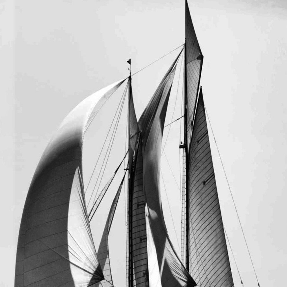 30" Black and White Sailboat Giclee Wrap Canvas Wall Art
