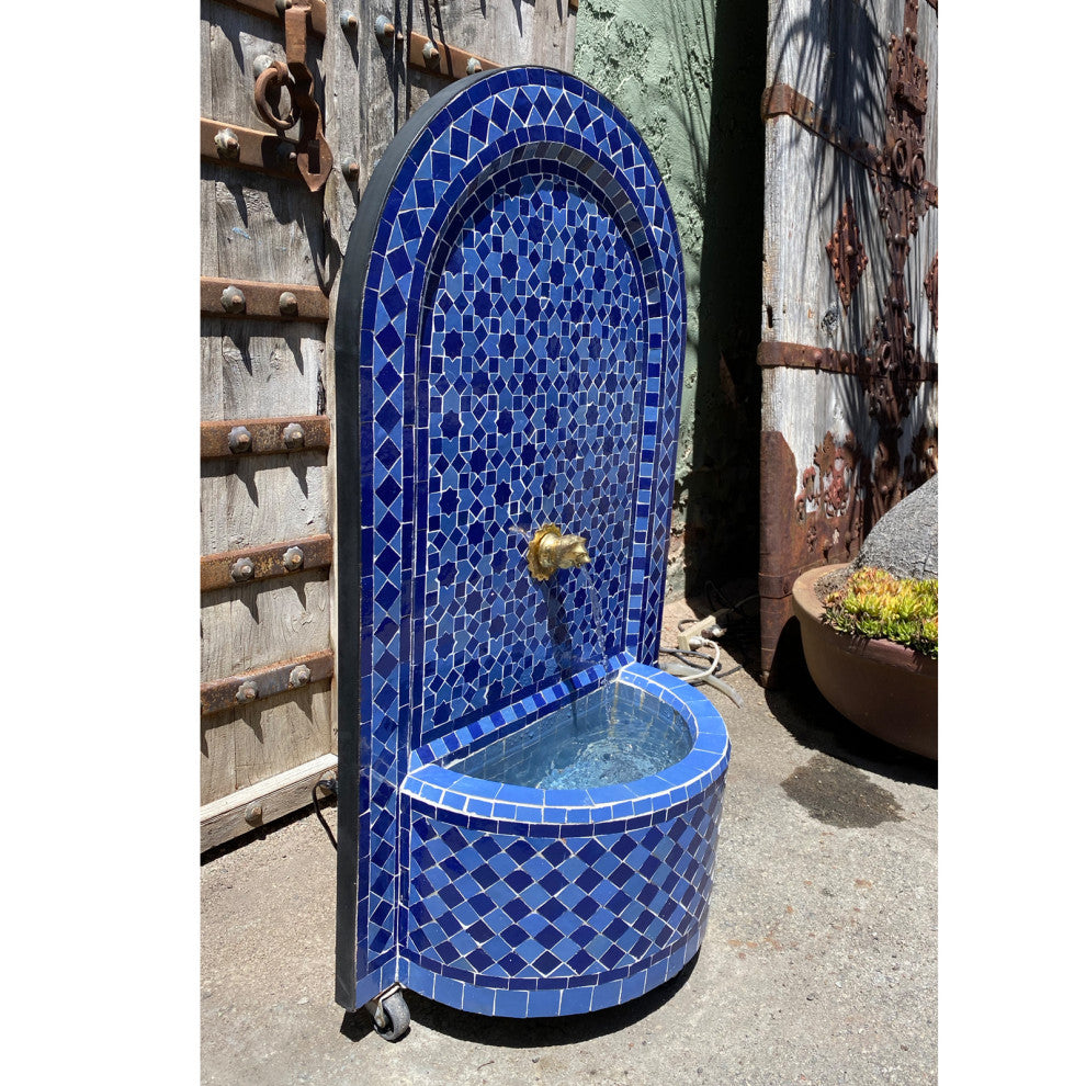 Blue Moroccan Arch Tile Fountain
