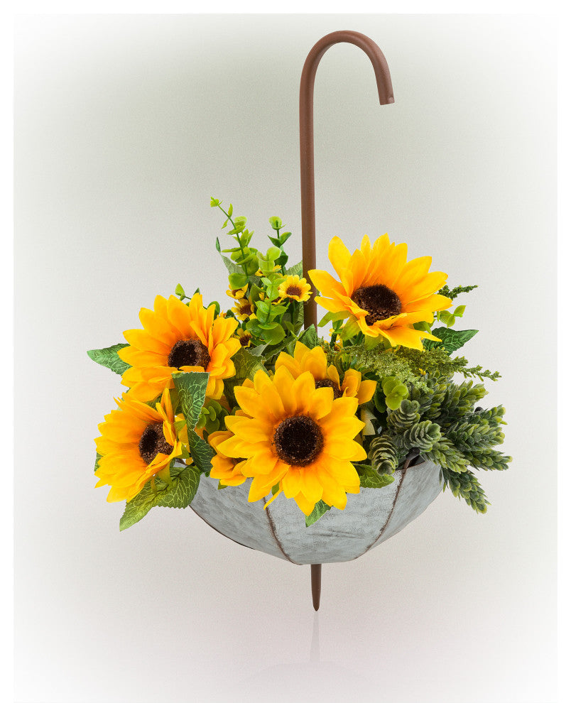 Alpine Rustic Outdoor Upside Down Umbrella Stake and Planter, 19"