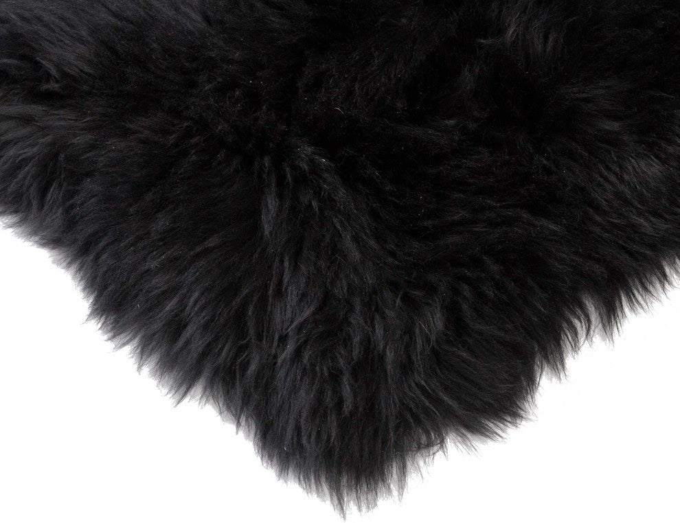 HomeRoots Black Natural Sheepskin Chair Seat Cover