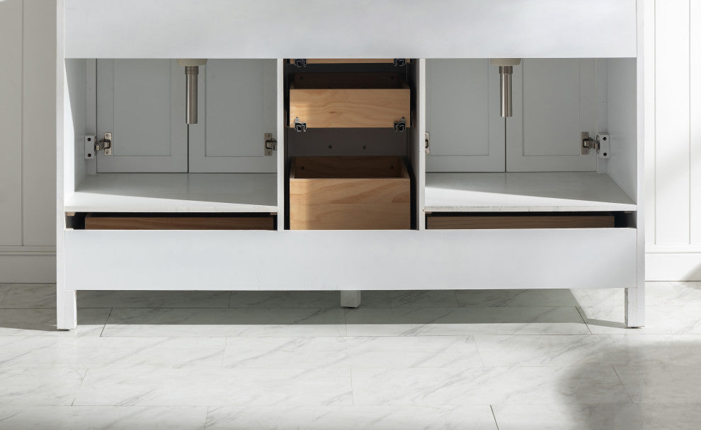 Design Element Valentino 60" White Double Rectangular Sink Vanity