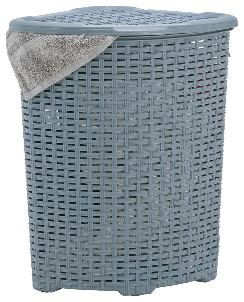 Superio Plastic Wicker Corner Laundry Hamper, 50 liter