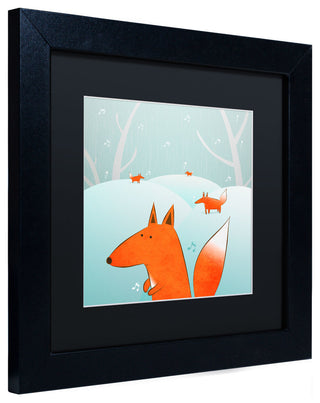 'Winter Foxes' Matted Framed Canvas Art by Carla Martell