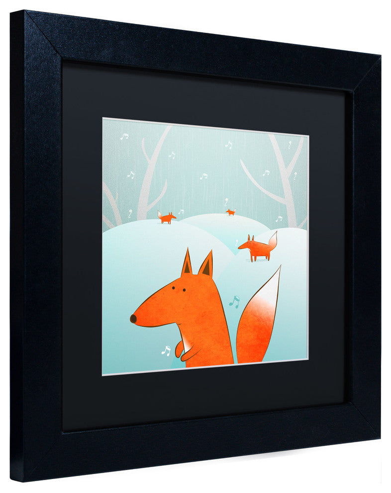 'Winter Foxes' Matted Framed Canvas Art by Carla Martell