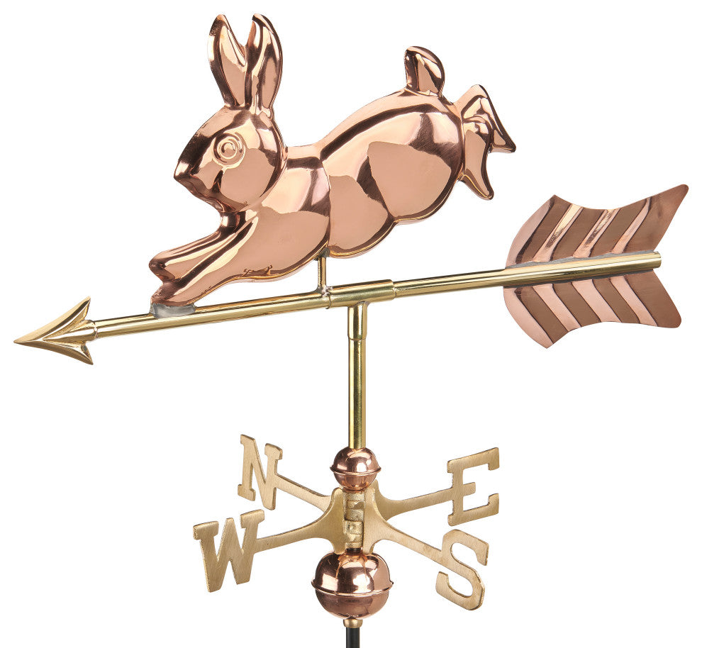 Rabbit Cottage Weathervane Copper WithRoof Mount by Good Directions