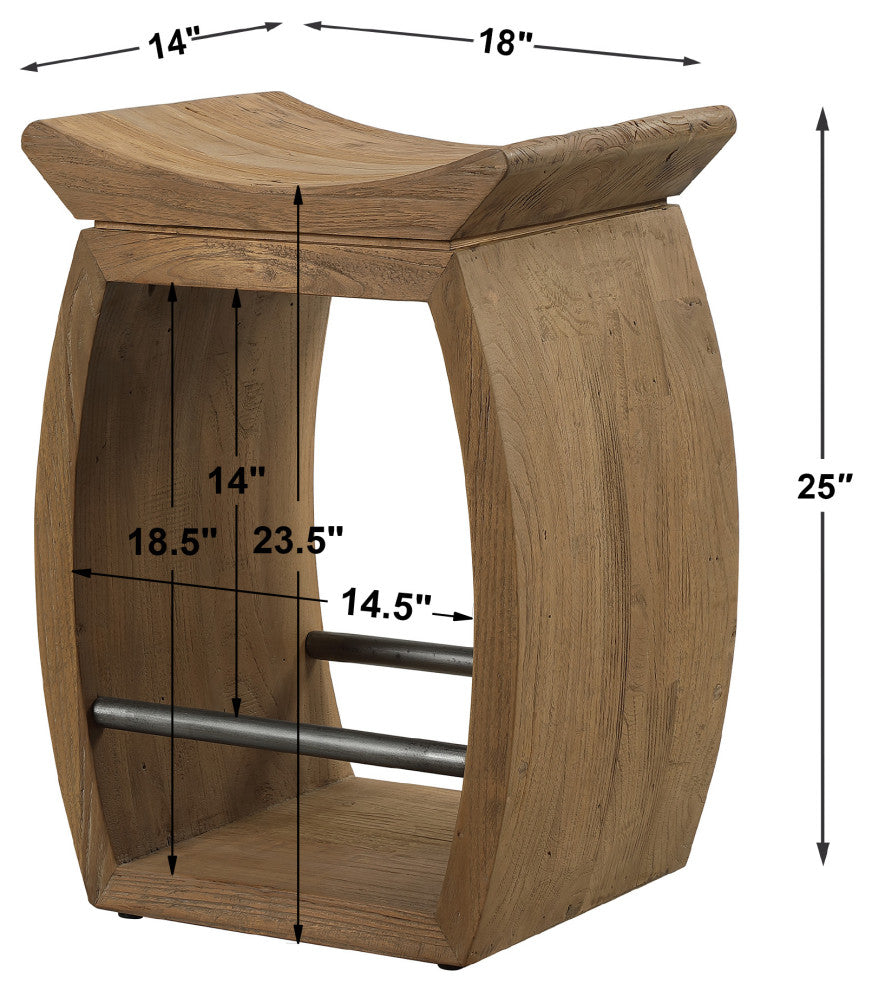 Uttermost Connor Modern Wood Counter Stool
