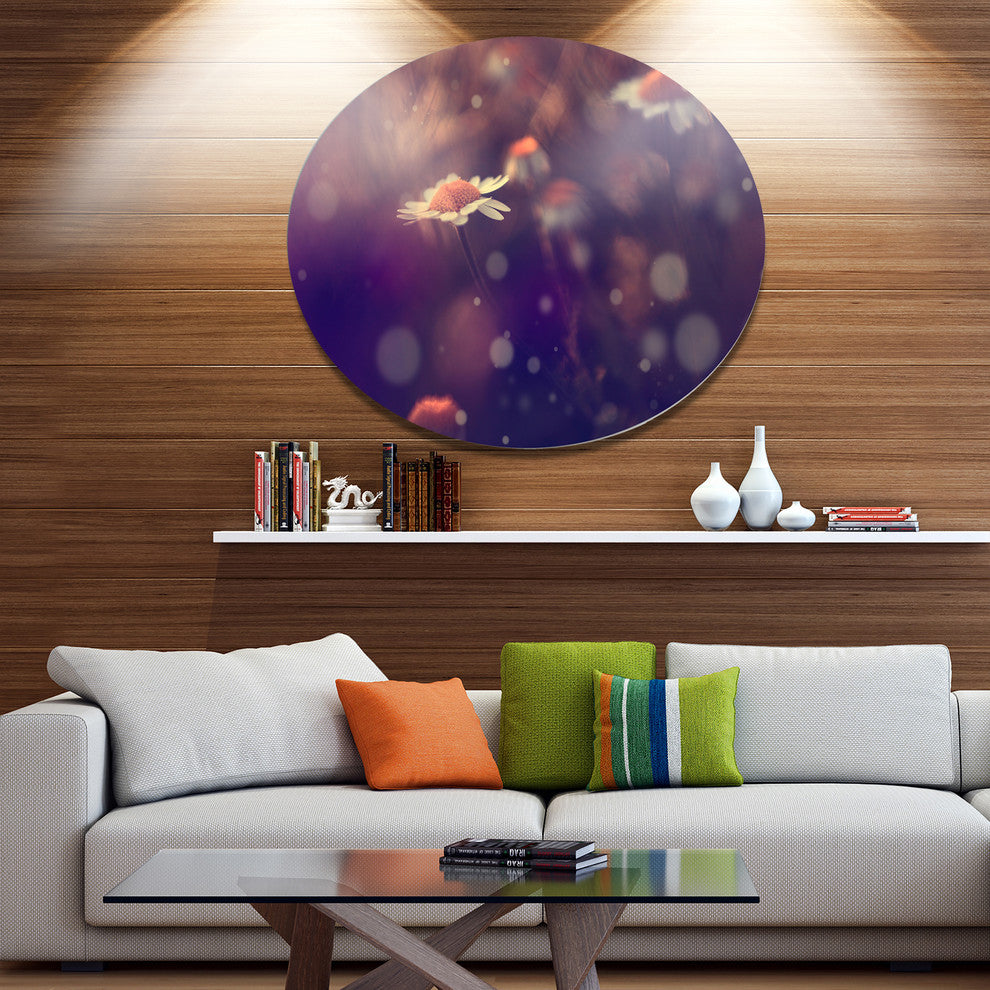 Cute Vintage Flower With Bokeh, Flower Round Wall Art, 11"
