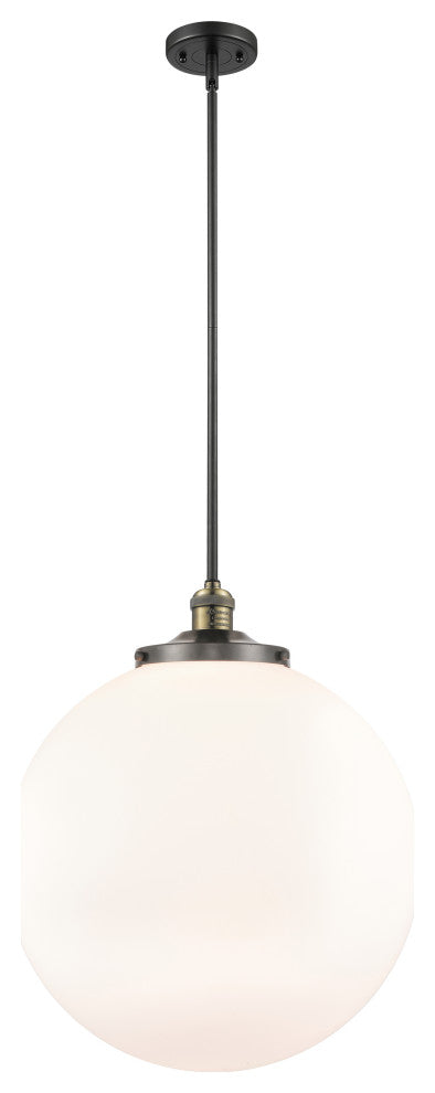 Beacon Pendant, Black Antique Brass, Matte White