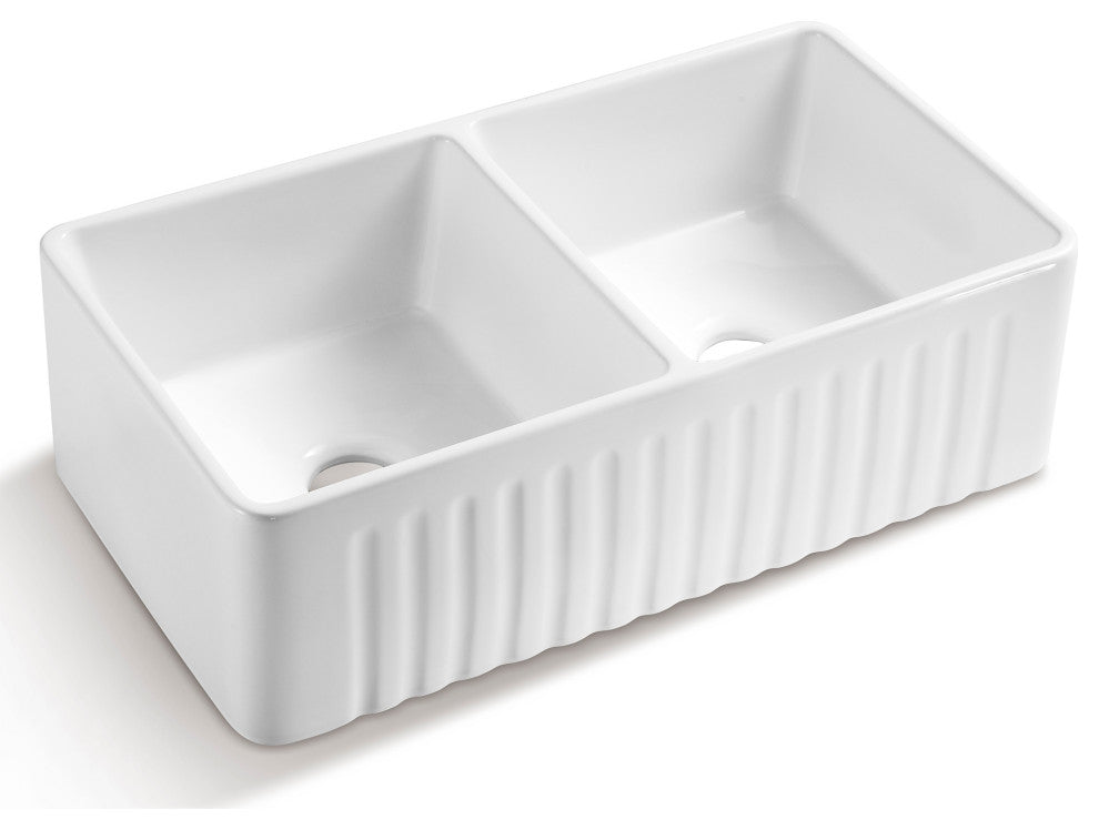 33" x 18" Fireclay Single Bowl Farmhouse Apron Kitchen Sink with Accessories