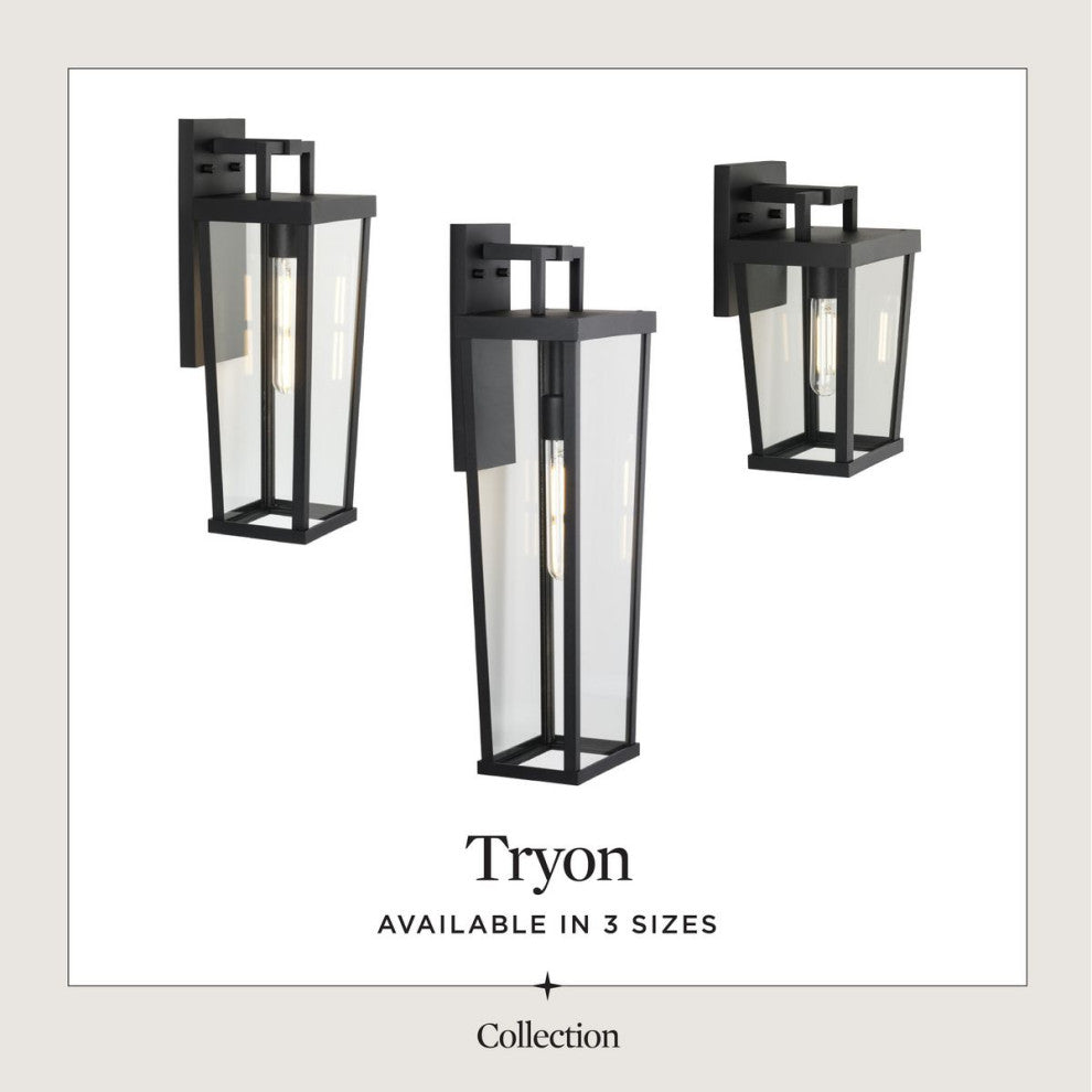 Tryon One-Light Black New Traditional Outdoor Wall Lantern, 7x7x18"