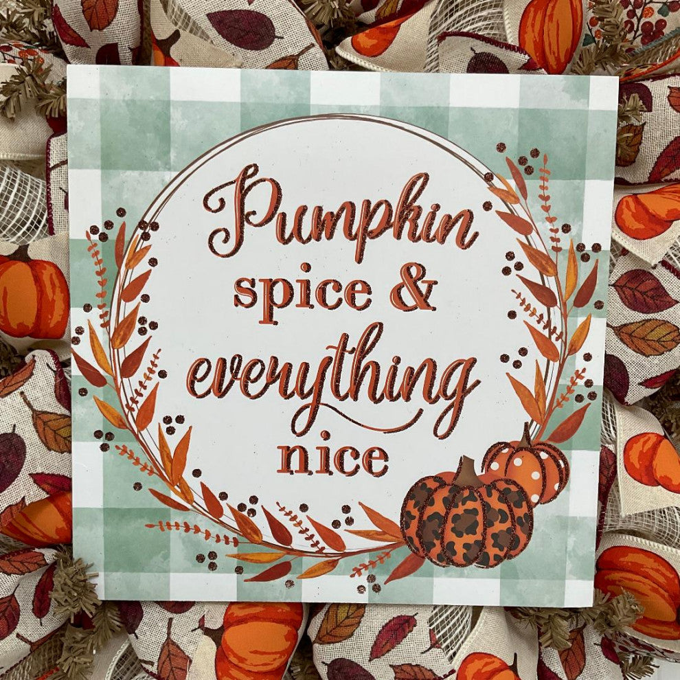 Pumpkin Spice And Everything Nice Burlap Deco Mesh Autumn Wreath