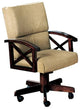 Swiveling Office Chair, Hardwood Frame With X-Accents & Brown Sherpi Fabric Seat