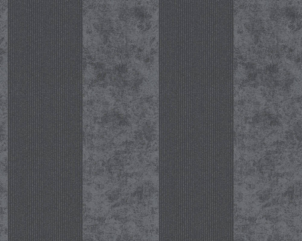 Modern Textured Wallpaper Brush Effect and Stripes, Brown White Gray, Sample