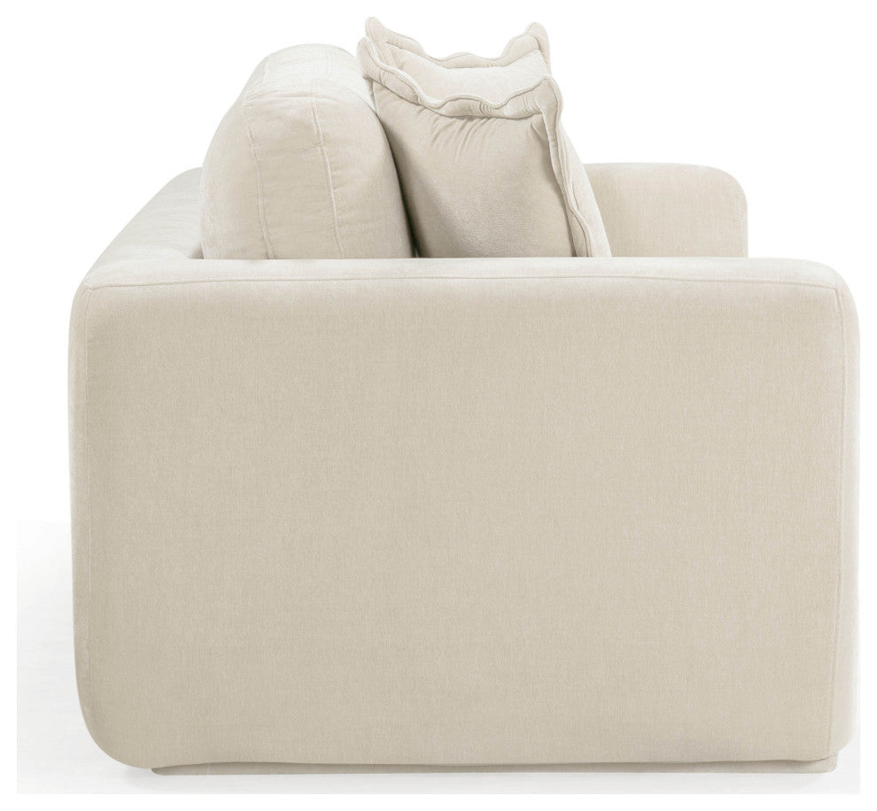 Miri Cream Upcycled Washed Velvet Sofa, Cream