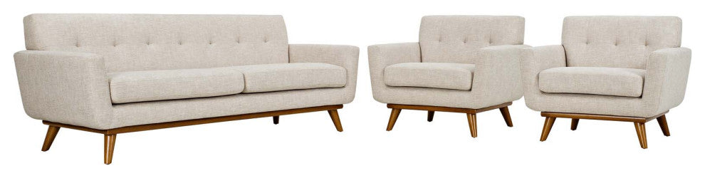 Engage Armchairs and Sofa 3-Piece Set, Beige